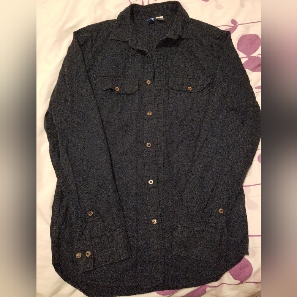 H&M - Navy Blue Flannel Button Up